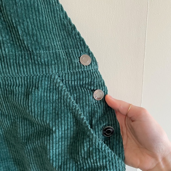 Velvet Corduroy Overall Dress in Emerald Green/Teal - Picture 4 of 7